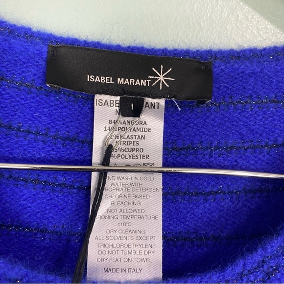 Isabel Marant Striped Sweater Dress Blue Black Angora Blend Mini Sz S - Picture 3 of 4